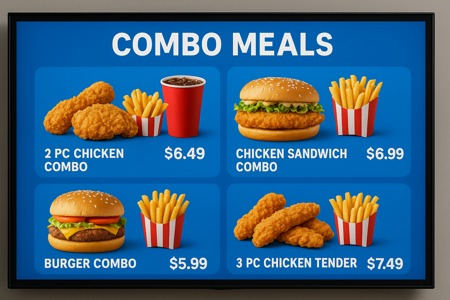 QSR digital menu board controls in GlooTV