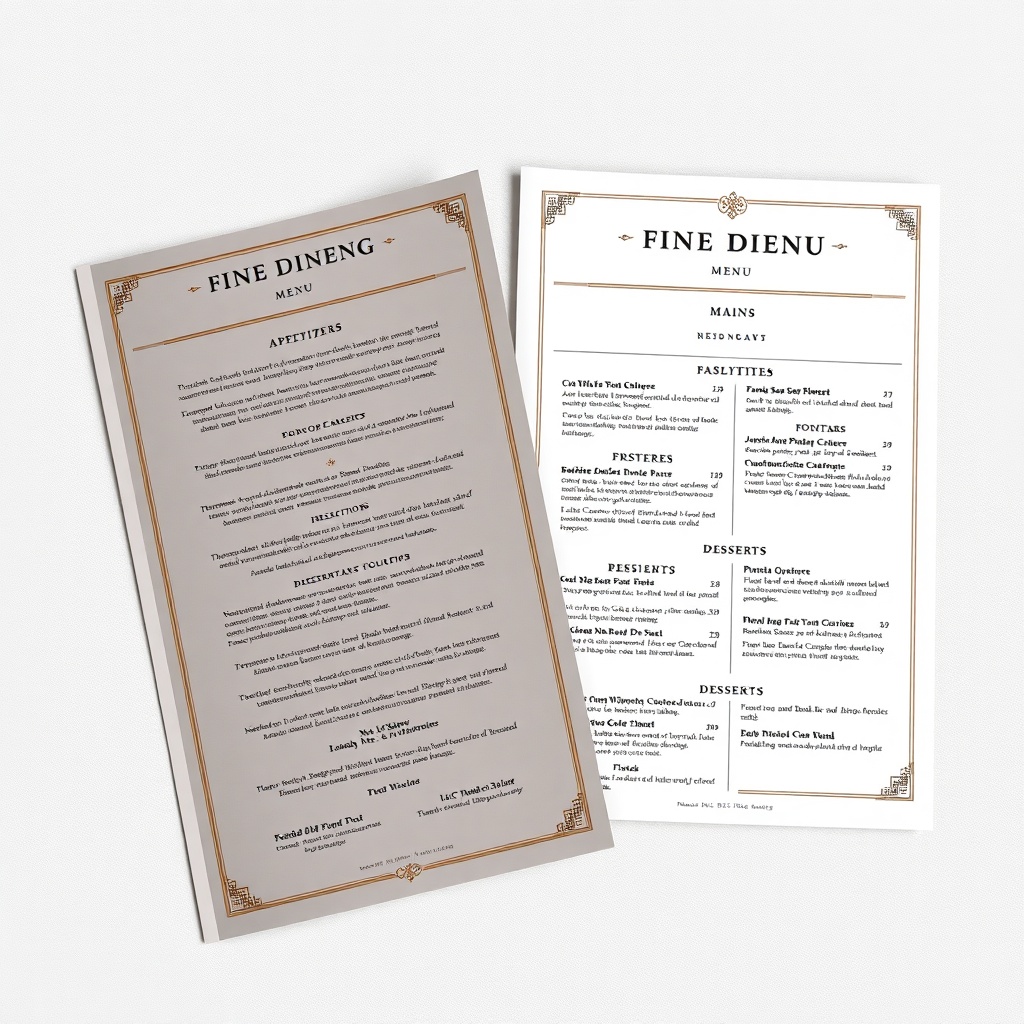 Print Menu for Physical Restaurant Menus