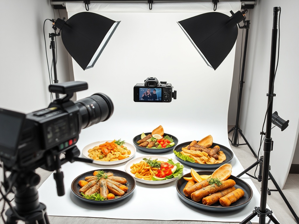 Professional food photography setup
