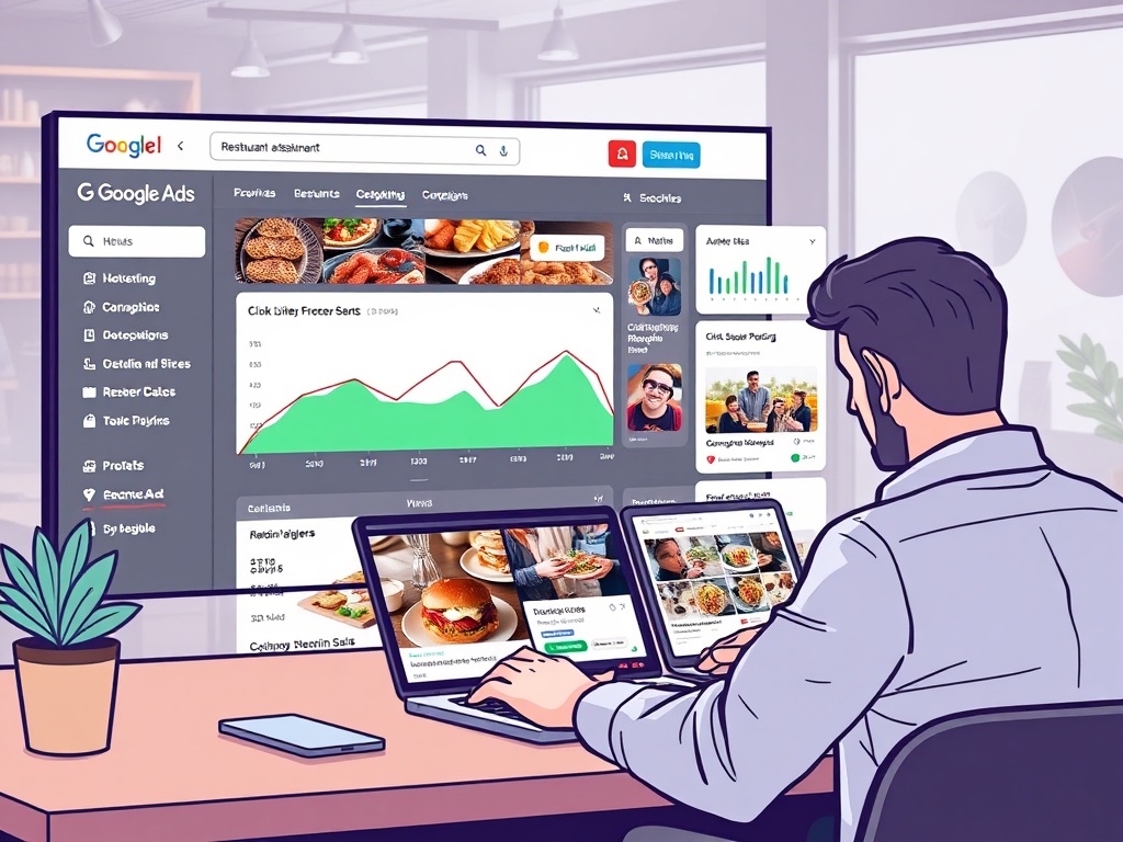 Google Ads dashboard for restaurants