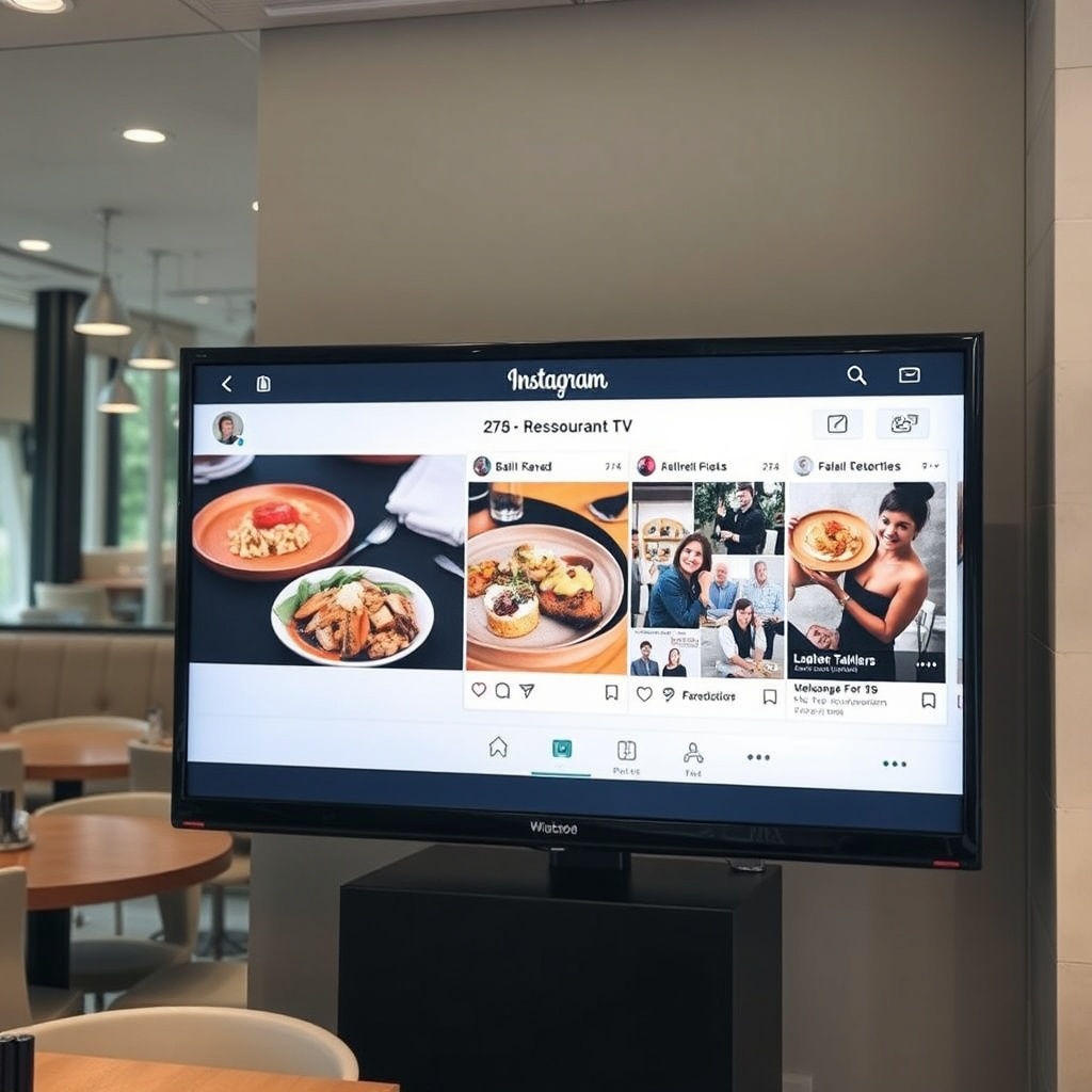 Restaurant Social Media TV Display - Instagram & Facebook Content on TV