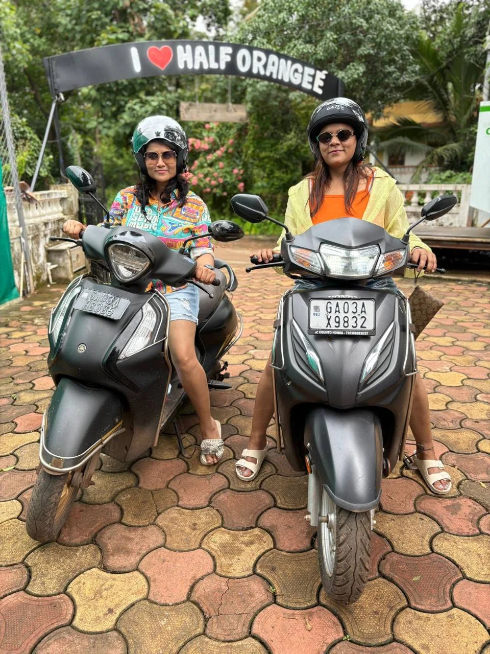 Travellers ready to explore Goa by scooter from Half Orange
