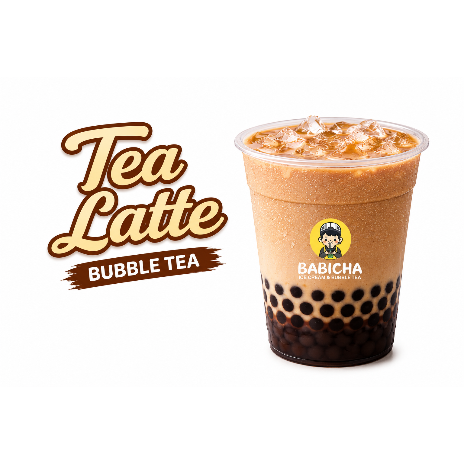 TEA LATTE WITH BOBA at BABICHA (ICE CREAM & BUBBLE TEA)