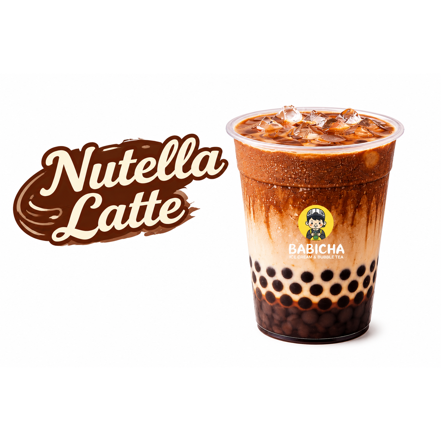 NUTELLA LATTE WITH BOBA at BABICHA (ICE CREAM & BUBBLE TEA)